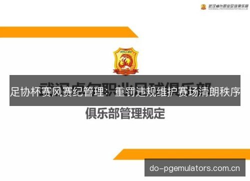 足协杯赛风赛纪管理：重罚违规维护赛场清朗秩序